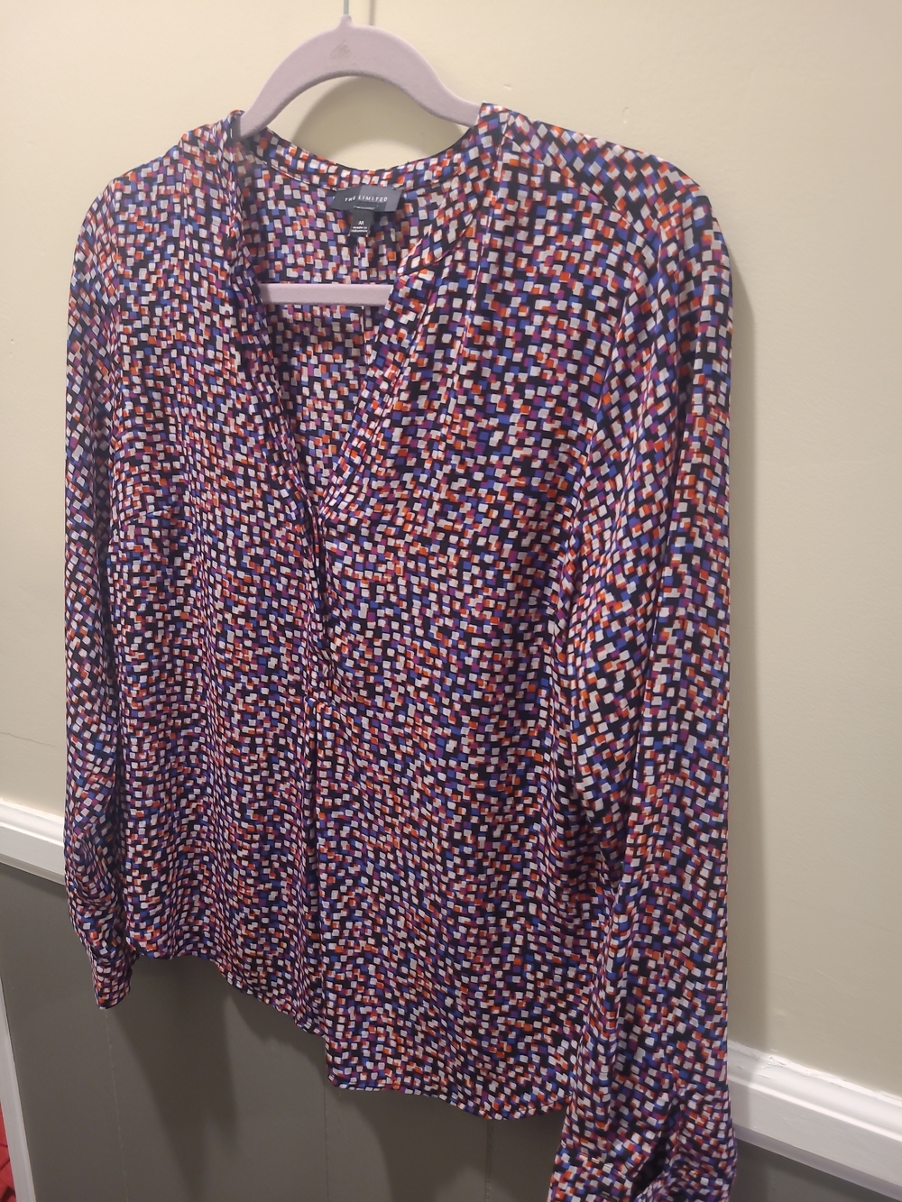 The Limited Blouse Womens M Multicolor Button Front Long Sleeve Geometric Top - Picture 2 of 14